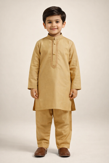 Baby Boy Kurta Shlwar Mustard Brown